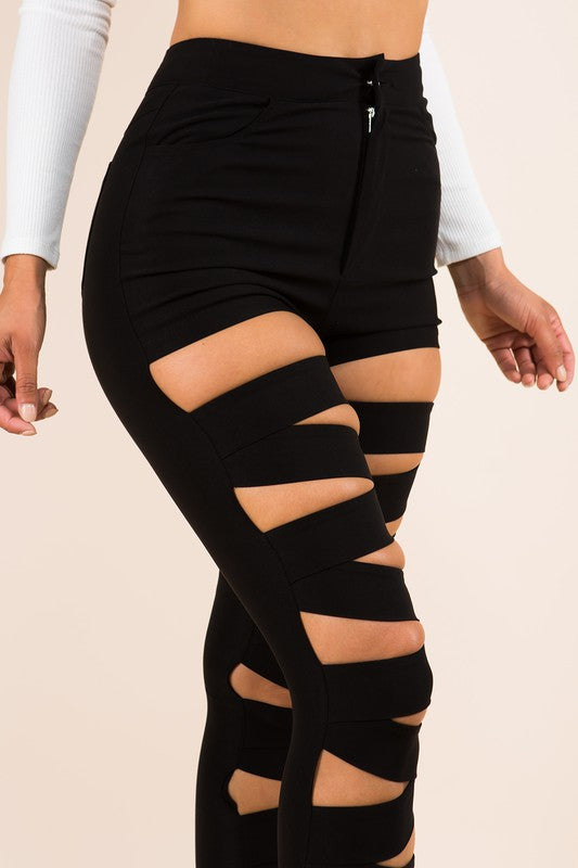 Beauty Cut Out Pants Black