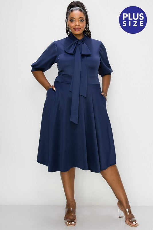 Evy Bow -Tie Plus Size Dress